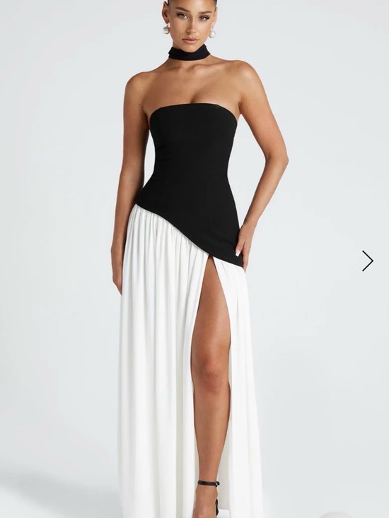 Baby Boo Dresses & Skirts - Elegant Strapless Black & White Asymmetric Maxi Dress